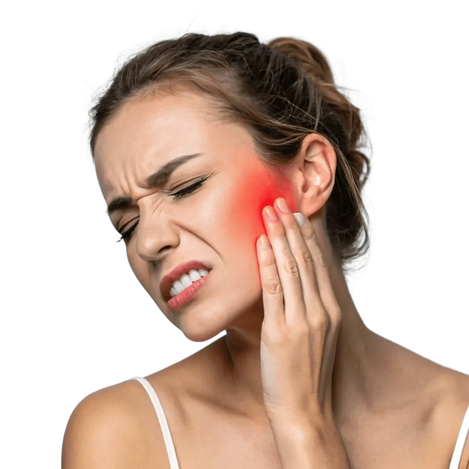 Close-up illustration of temporomandibular joint anatomy at Dental World Longwood