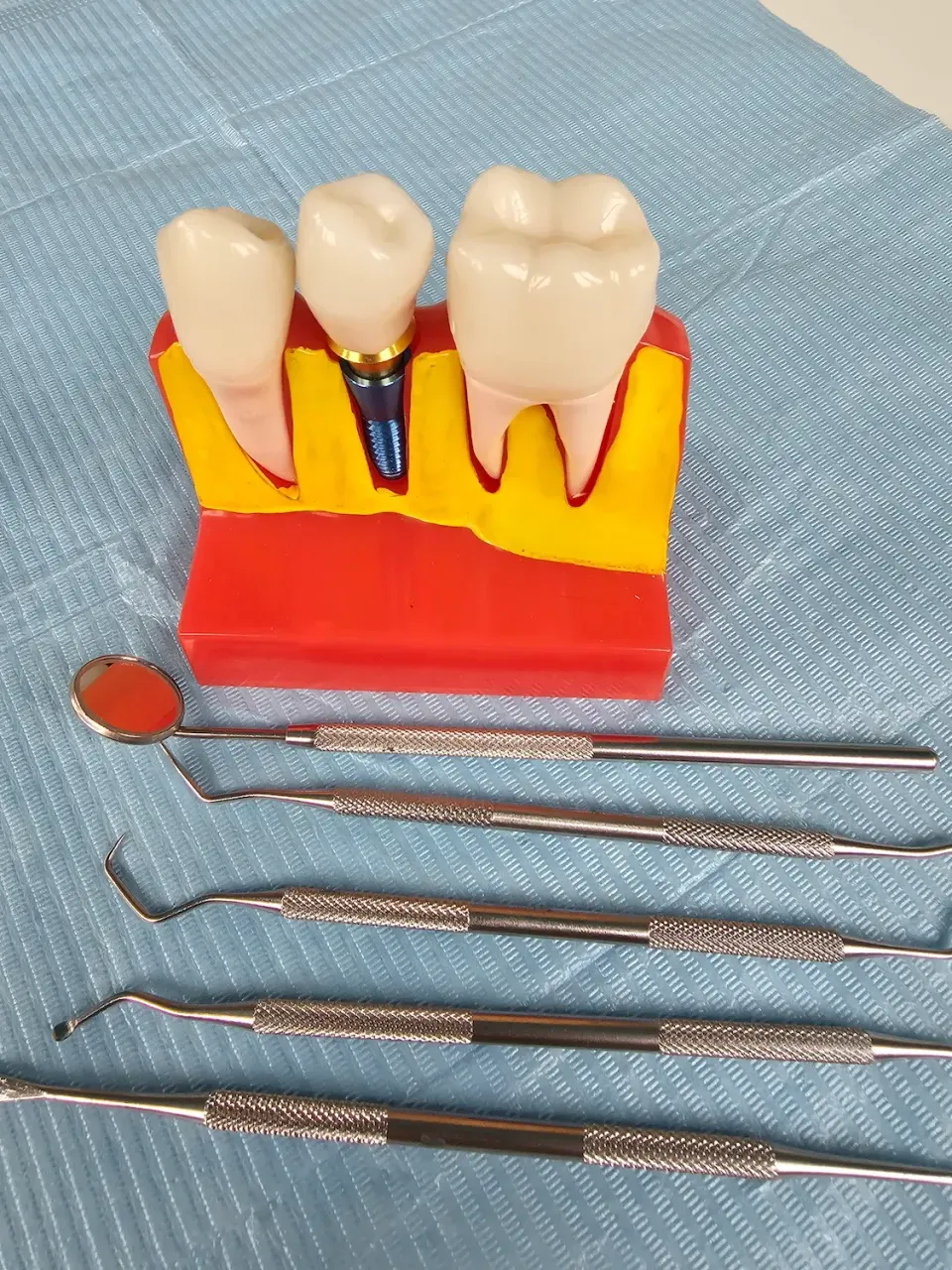 Titanium dental implant components used at Dental World Longwood