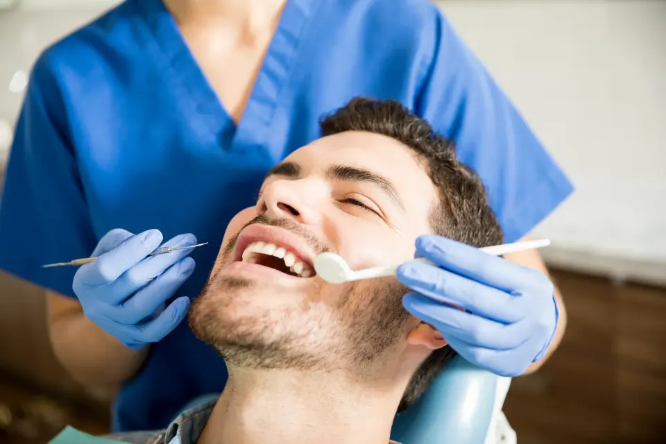 Abstract soft gradient background representing dental health and pain relief
